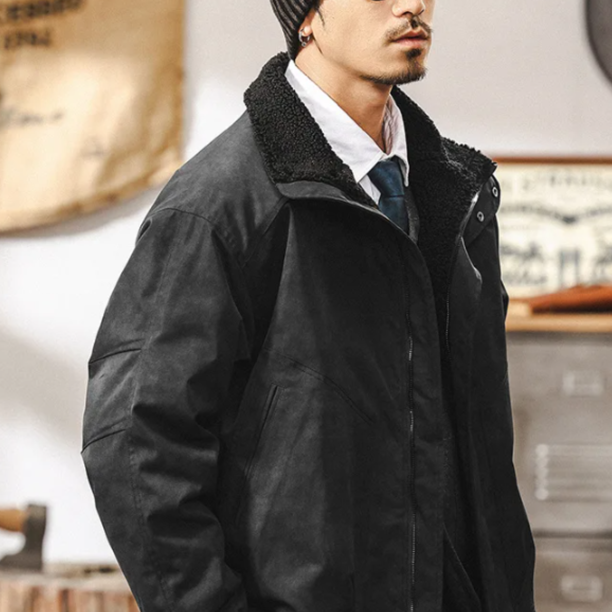 Luxury Mens Suede Inside Fleece Bomber Jacket