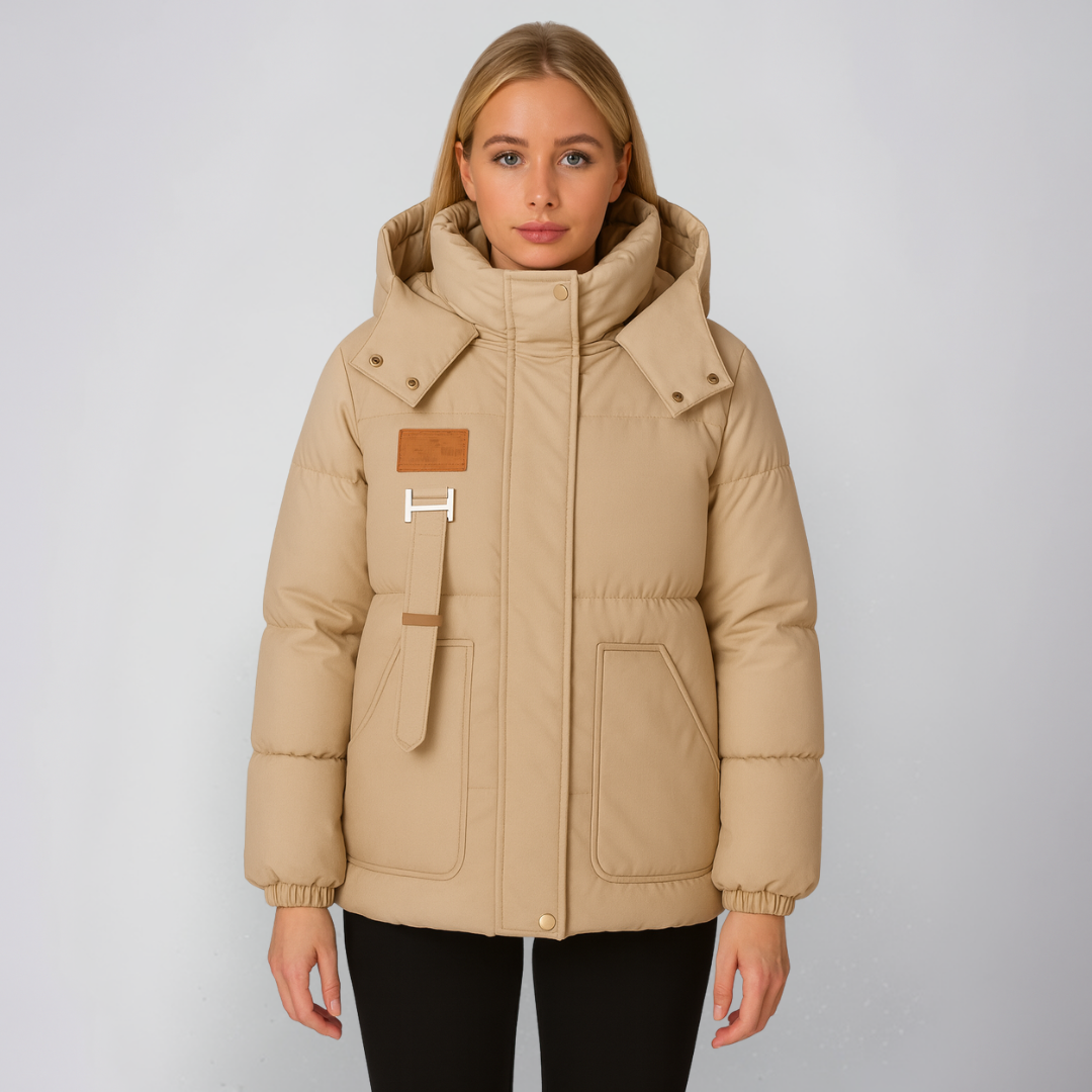 Warm Women's Parka Coat with Lace Details