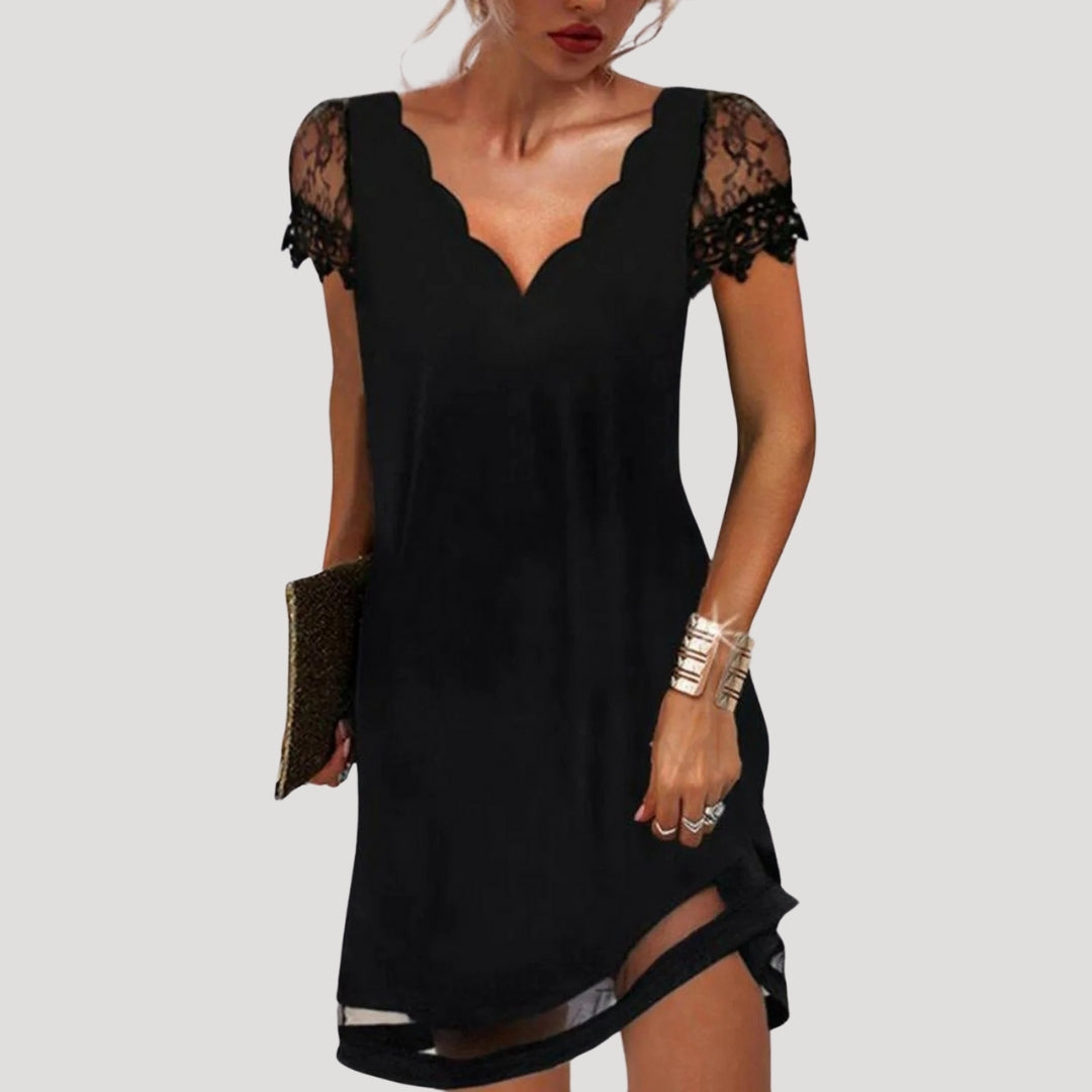 Chic Mini Black Cocktail Dress - OutfitLondon
