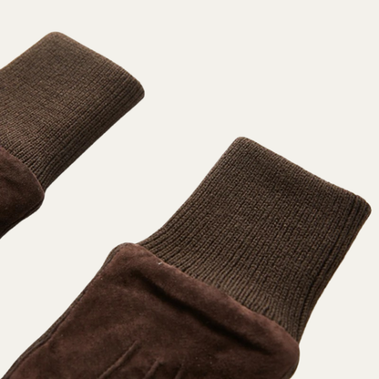 Warm Men's Suede Gloves with Fleece Lining