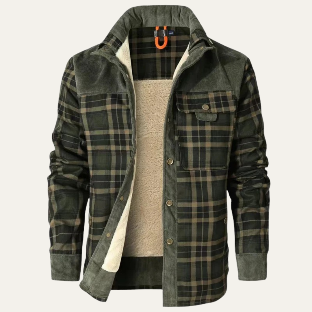 Warm Plaid Flannel Shirt Jacket for Men
