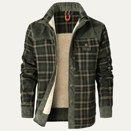 Warm Plaid Flannel Shirt Jacket for Men