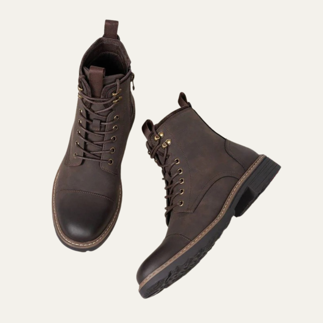 Tough Leather Lace Up Military Ankle Boots