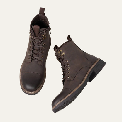 Tough Leather Lace Up Military Ankle Boots