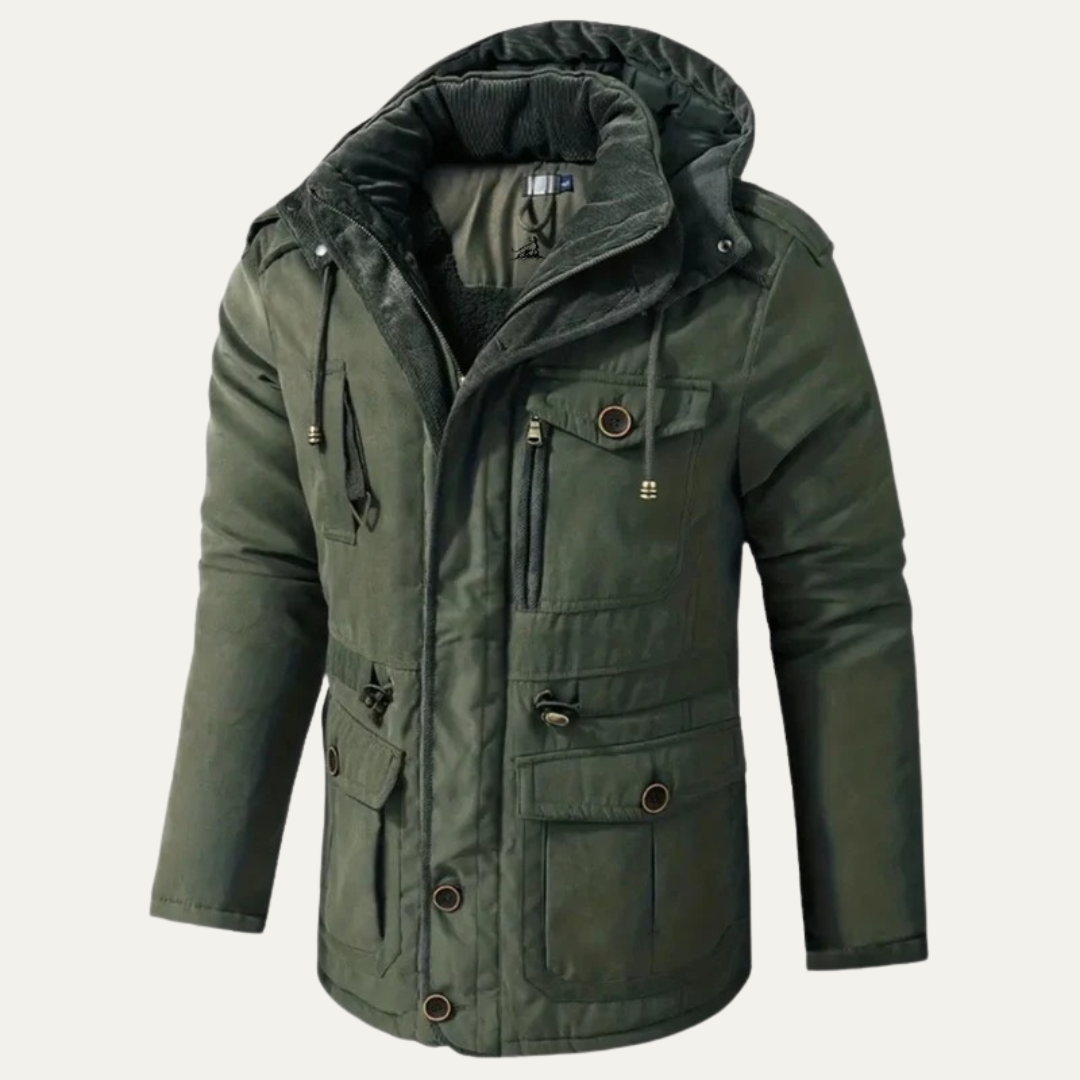 Rugged Corduroy Work Jacket with Faux Fur Collar