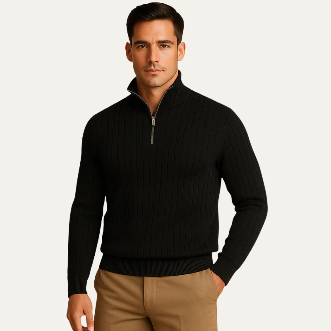 Men's Thermal Quarter Zip Fleece Sweater
