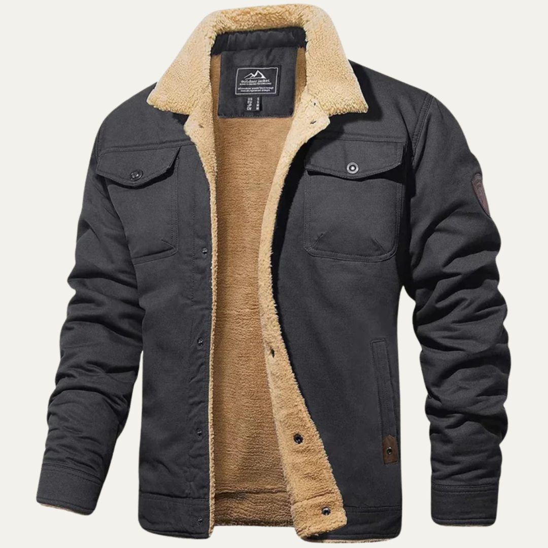 Warm Synthetic Lined Zip Up Denim Jacket