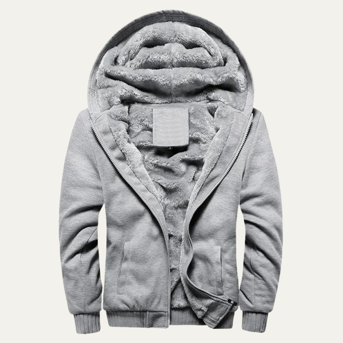 Warm Men's Fleece Hoodie with Sherpa Lining