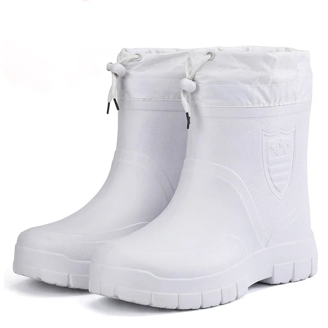 Insulated Men's Rain Boots - Waterproof and Grip Soles