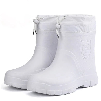 Insulated Men's Rain Boots - Waterproof and Grip Soles