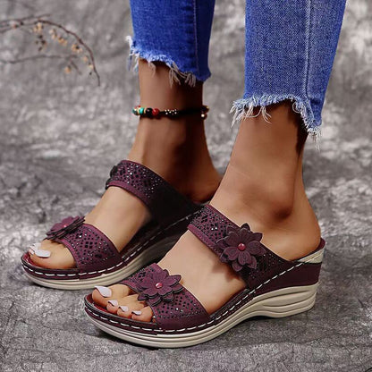 Women Orthopedic Casual Shoes Vintage Flower Fish Mouth Sandals