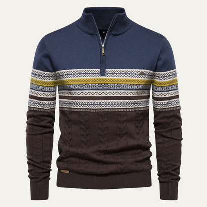 Classic Mens Fair Isle Crew Neck Sweater