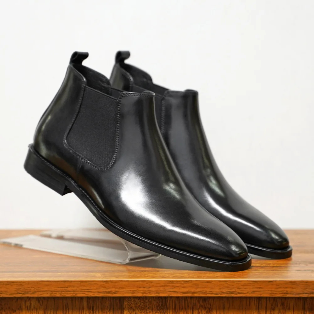 Men's Genuine Leather Slip On Chelsea Boots