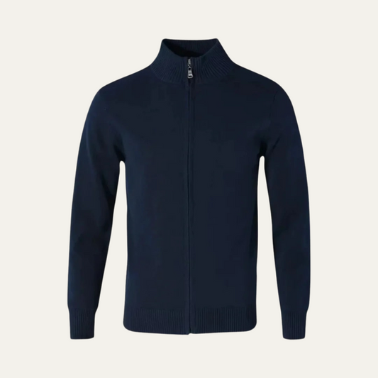 Men's Soft Crew Neck Zip Up Cardigan Sweater - OutfitLondon