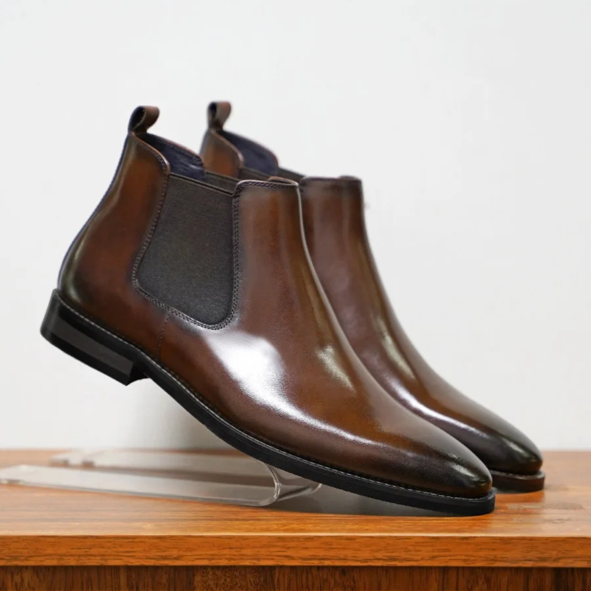 Men's Genuine Leather Slip On Chelsea Boots - OutfitLondon