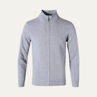 Men's Soft Crew Neck Zip Up Cardigan Sweater