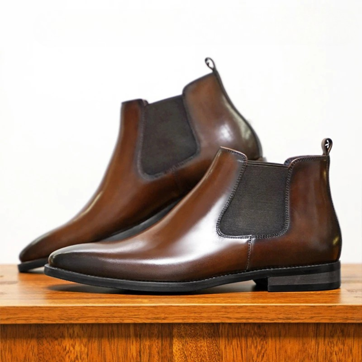 Men's Genuine Leather Slip On Chelsea Boots
