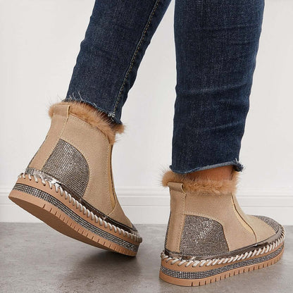 Warm Fur Lined Slip on Loafers Non Slip Ankle Boots