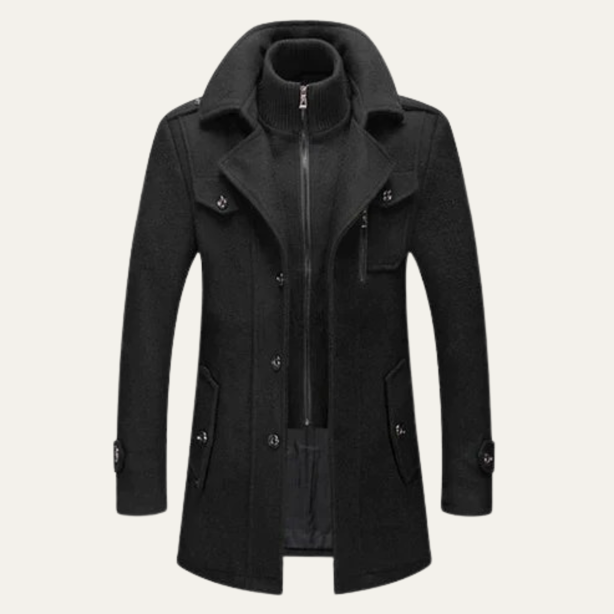 Warm Double Layered Mens Wool Coat