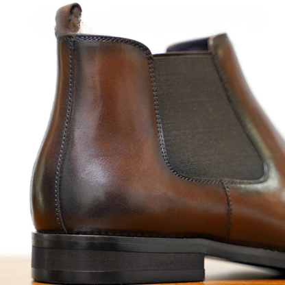Men's Genuine Leather Slip On Chelsea Boots