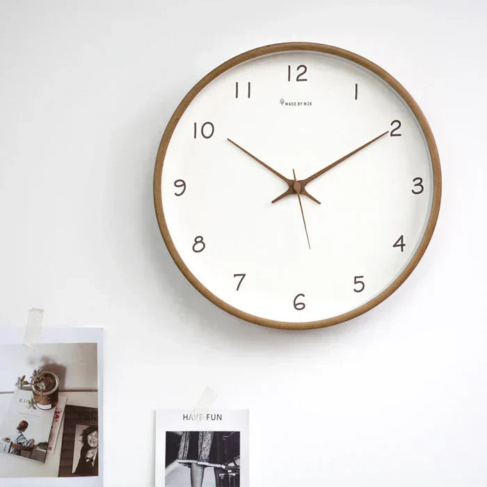 Silent Natural Wood Round Wall Clock