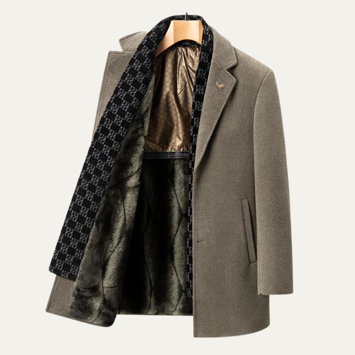 Thermal Men's Faux Fur Parka Coat with Scarf
