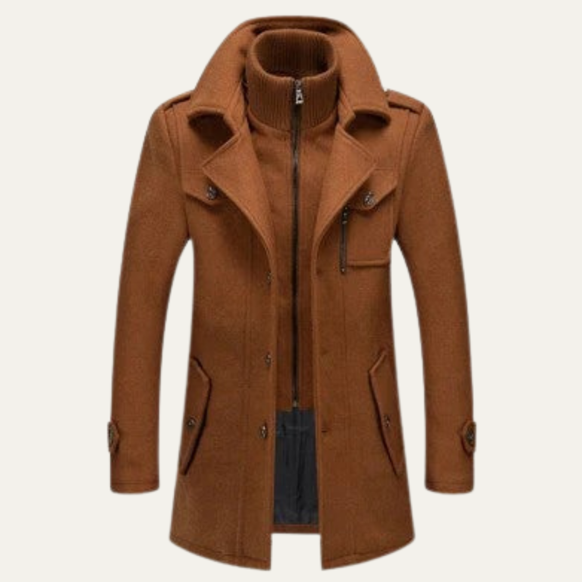 Warm Double Layered Mens Wool Coat