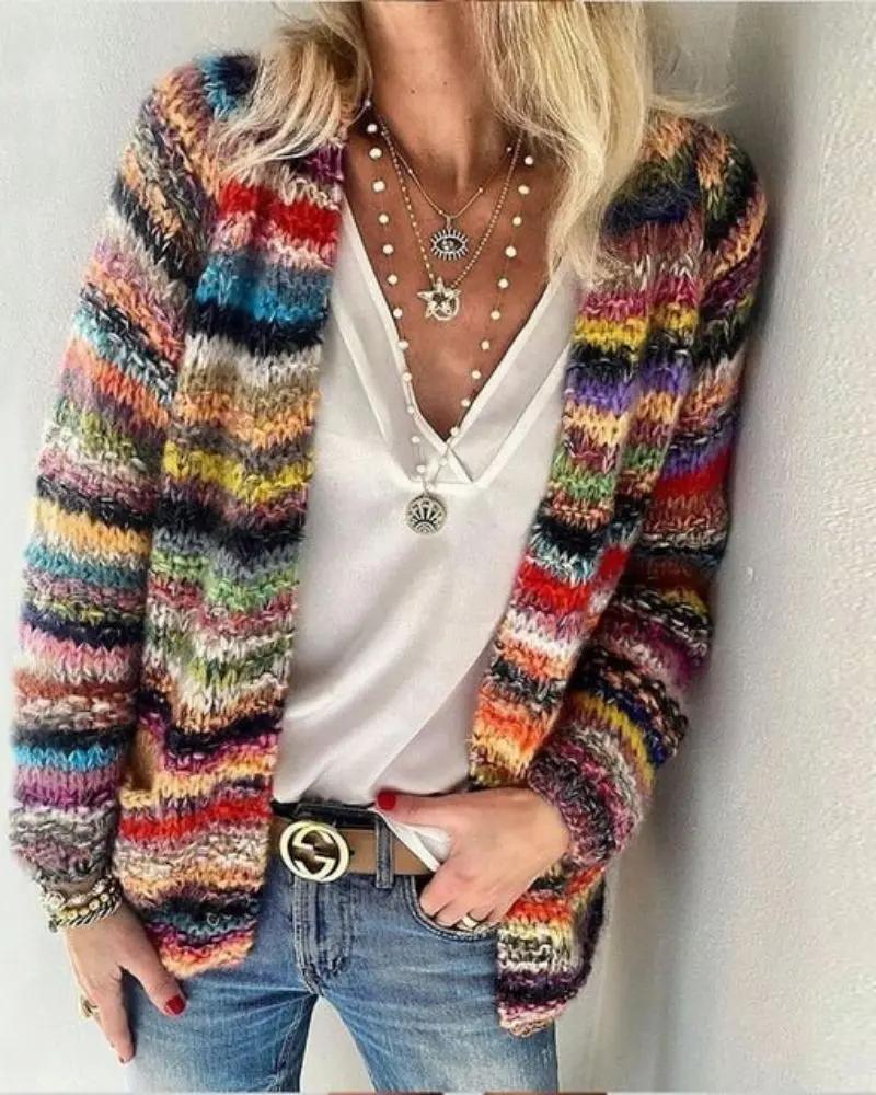Vibrant Multicolor Knit Sweater - OutfitLondon