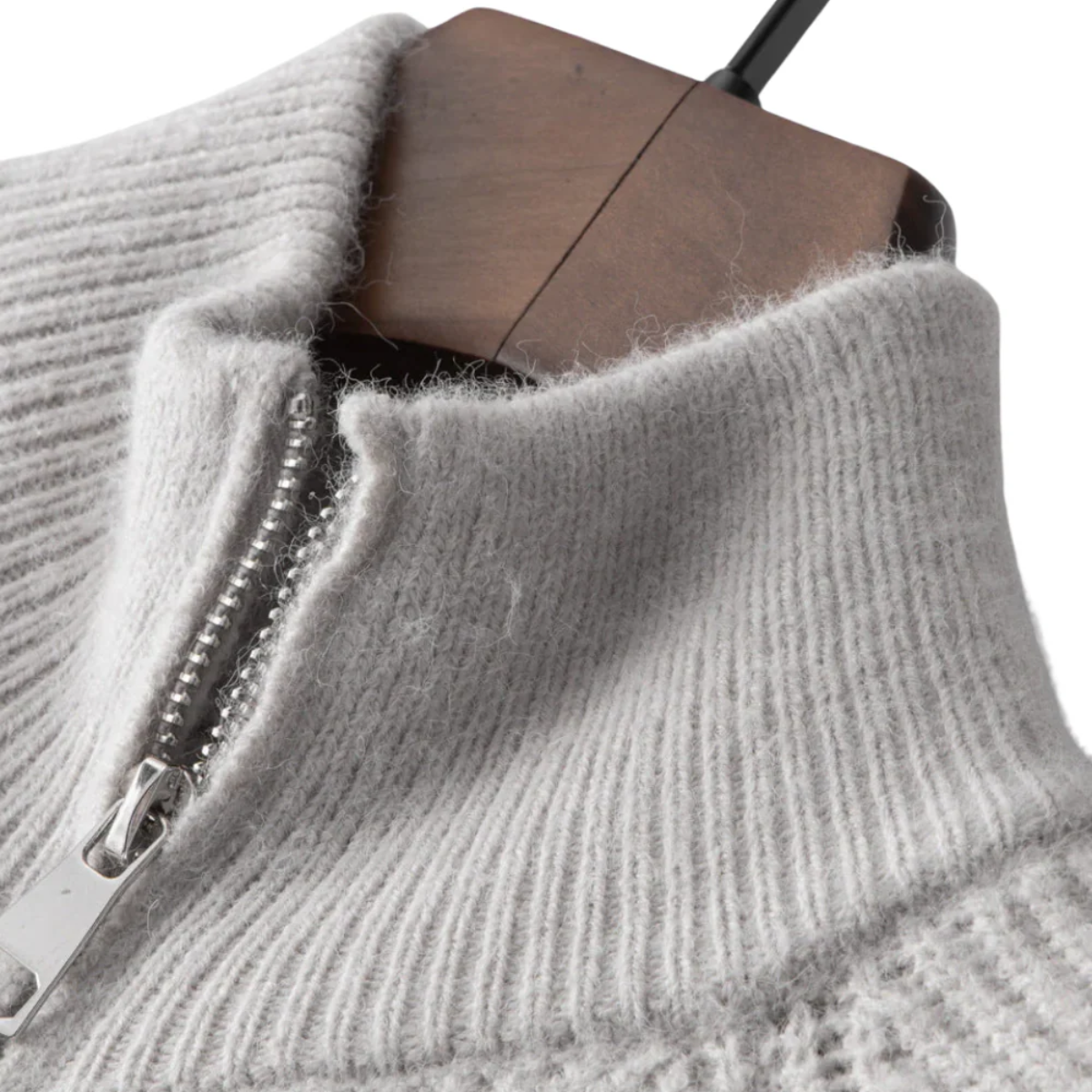 Men's Thick Zipper Crew Neck Knitted Sweater
