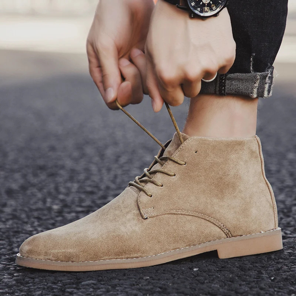 Casual Men's Suede Ankle Lace Up Boots