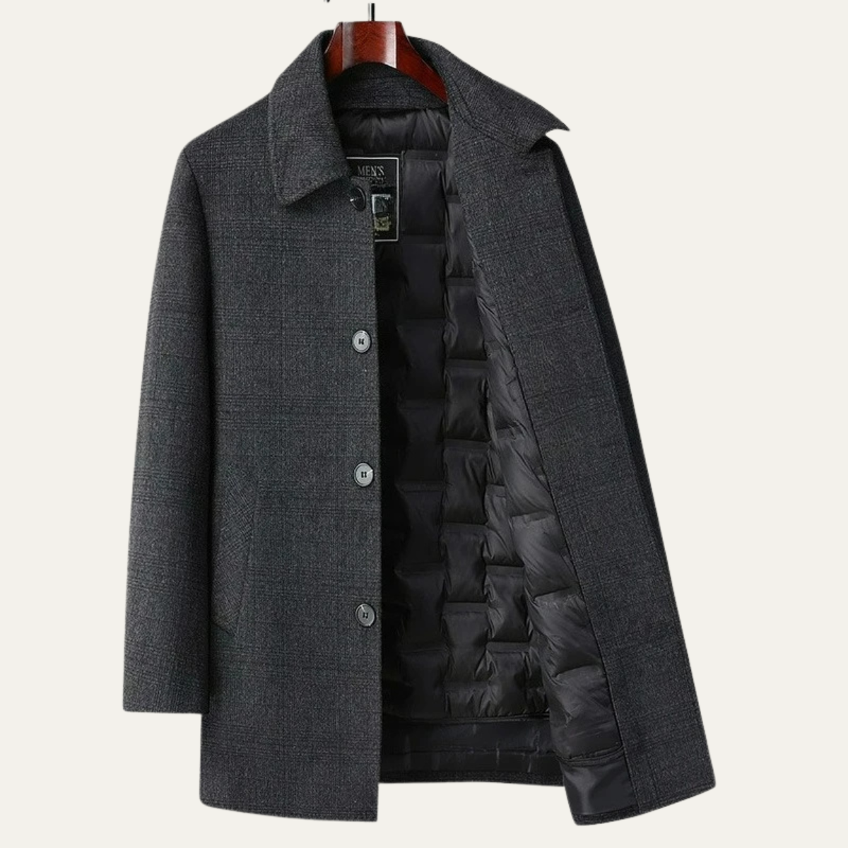 Warm Plaid Wool Men's Winter Overcoat Coat