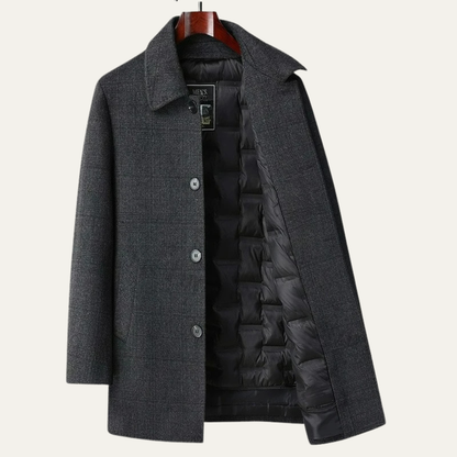 Warm Plaid Wool Men's Winter Overcoat Coat