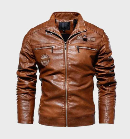 Men's Classic Biker Fake Leather Jacket - OutfitLondon