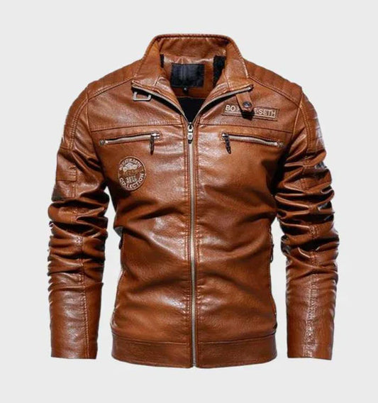 Men's Classic Biker Fake Leather Jacket - OutfitLondon