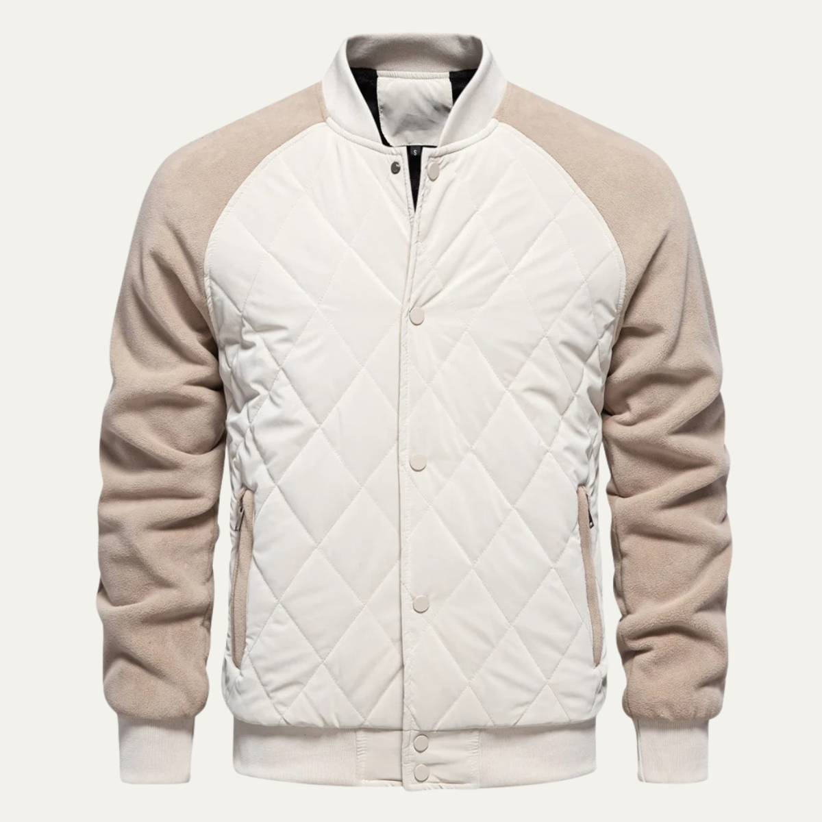 Warm Mens Quilted Patchwork Bomber Coat