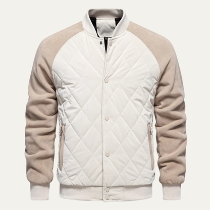 Warm Mens Quilted Patchwork Bomber Coat