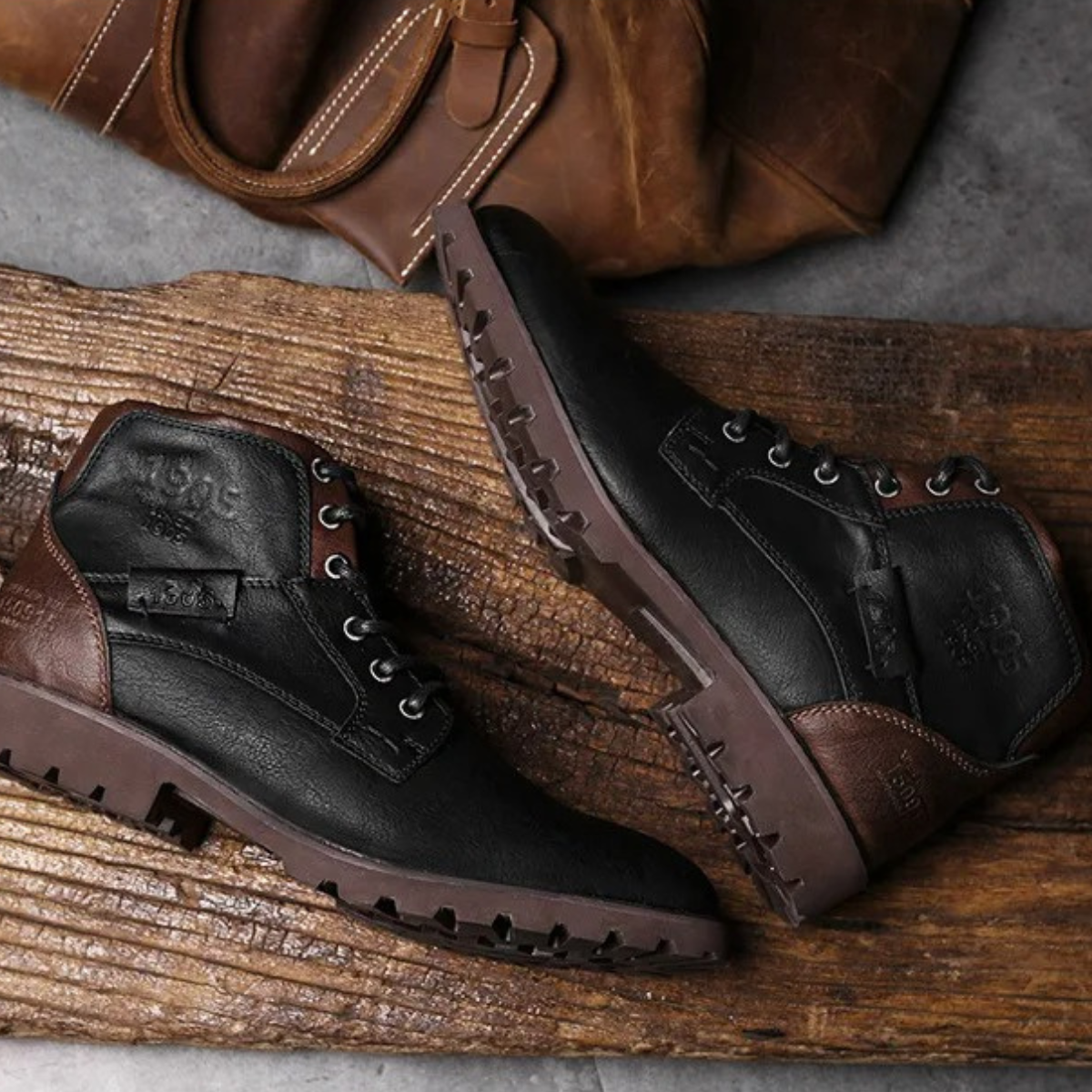 Rugged Men's Classic Leather Ankle Boots