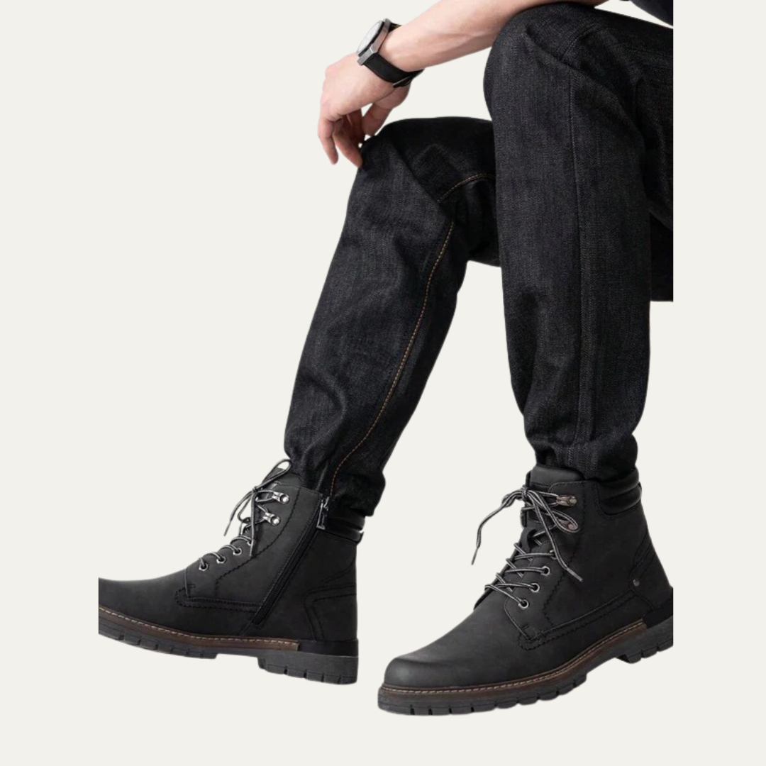 Tough Tactical Lace Up Ankle Boots with Rubber Sole
