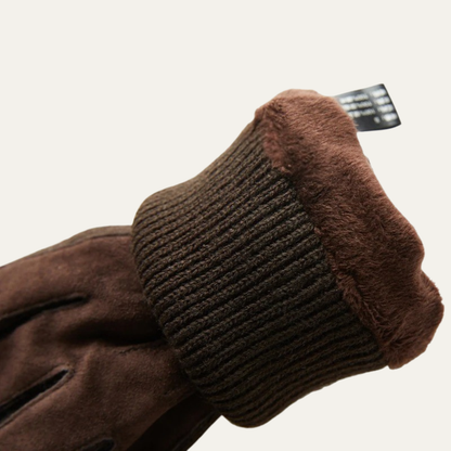 Warm Men's Suede Gloves with Fleece Lining
