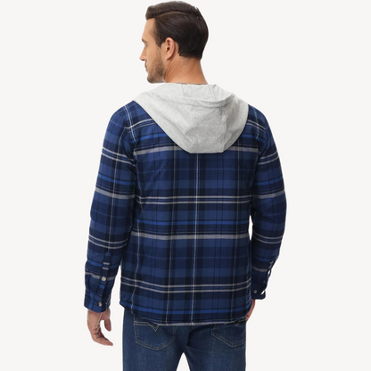 Warm Checked Hoodie Coat for Men