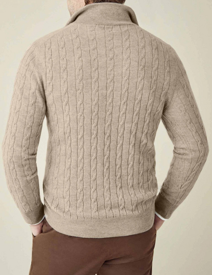 Cozy Zip Up Cable Knit Sweater