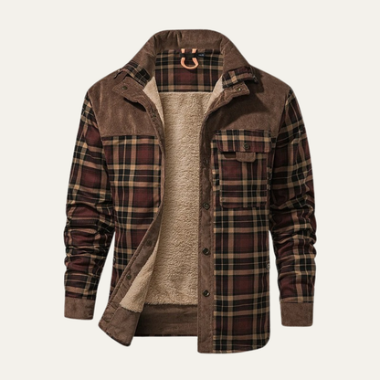 Warm Plaid Fleece Lined Men's Flannel Jacket