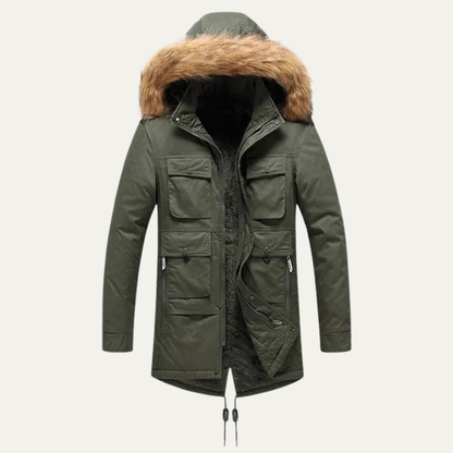 Warm Men's Faux Fur Lined Parka Jacket Coat
