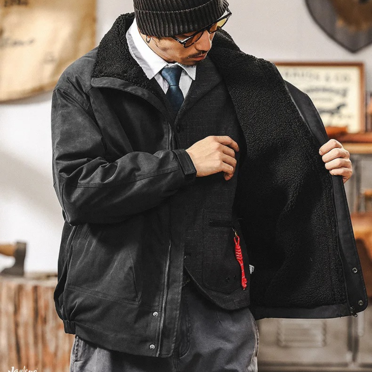 Luxury Mens Suede Inside Fleece Bomber Jacket