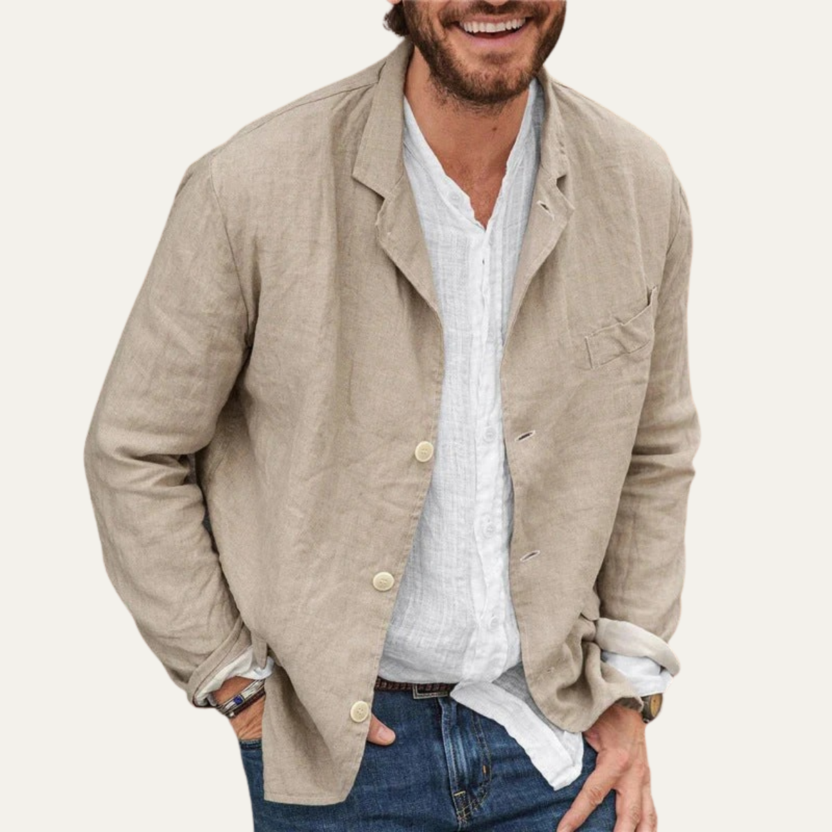 Slim Fit Men's Summer Linen Blazer Jacket