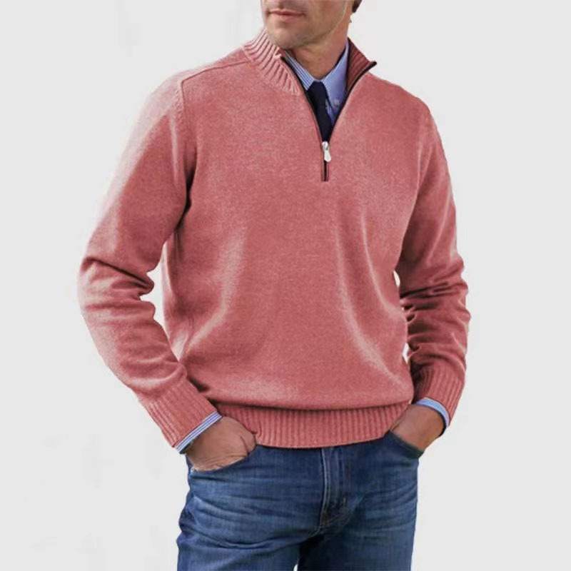Men's Zip Up Crew Neck Sweater