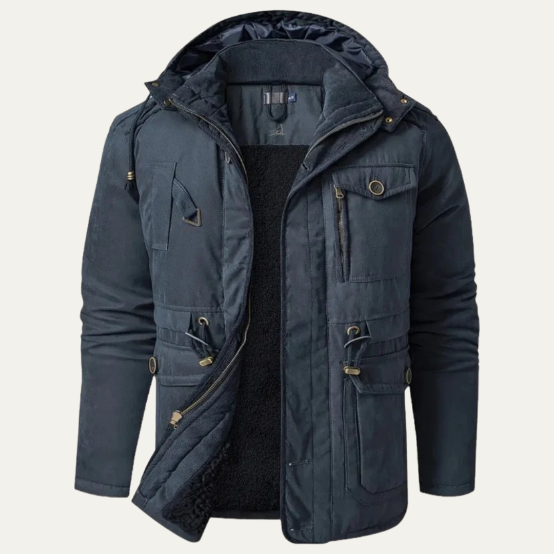 Rugged Corduroy Work Jacket with Faux Fur Collar