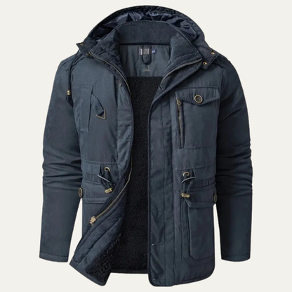 Rugged Corduroy Work Jacket with Faux Fur Collar