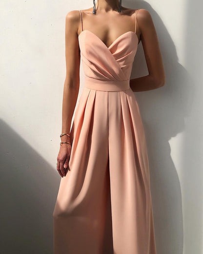 Women's Elegant V Neck Loose Jumpsuit