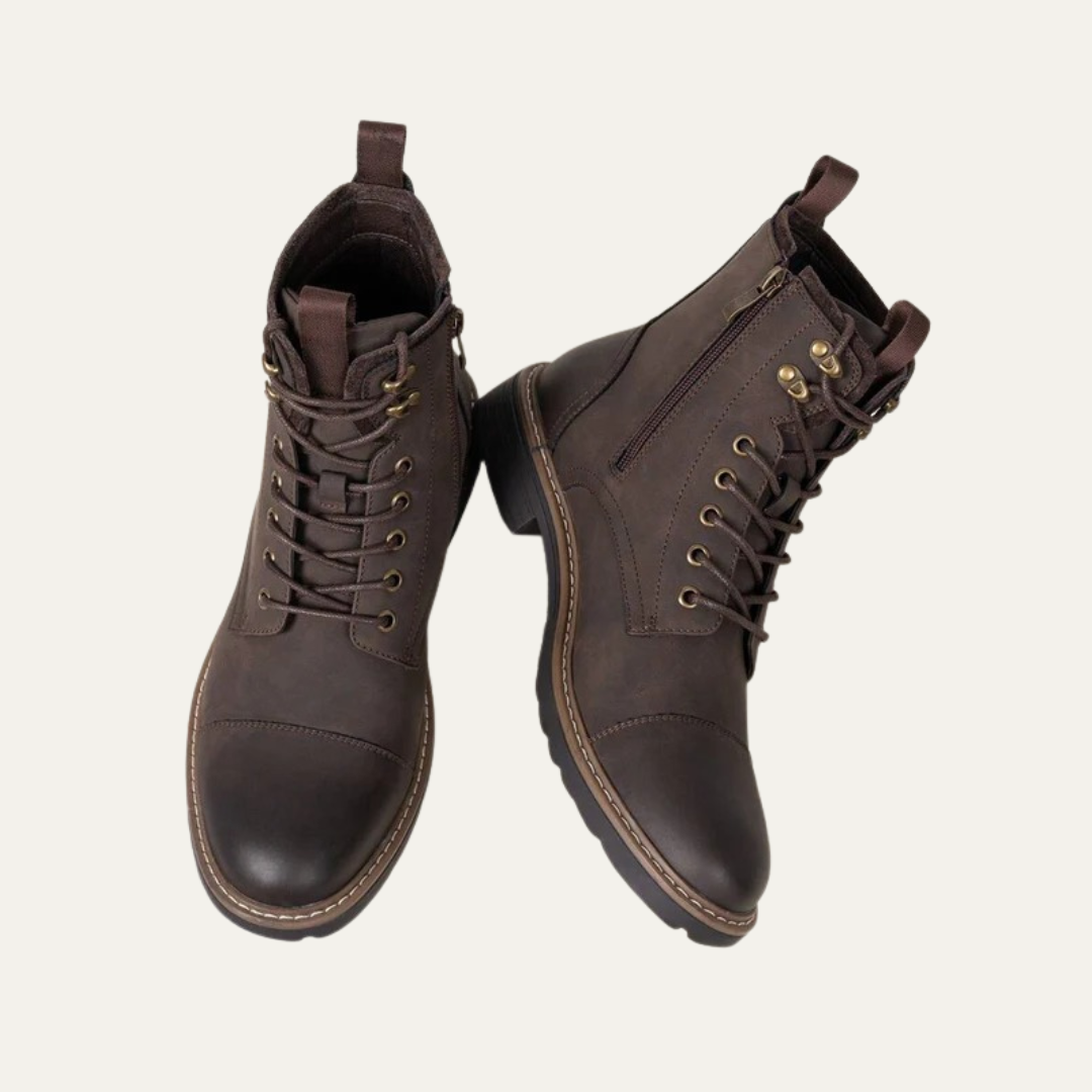 Tough Leather Lace Up Military Ankle Boots